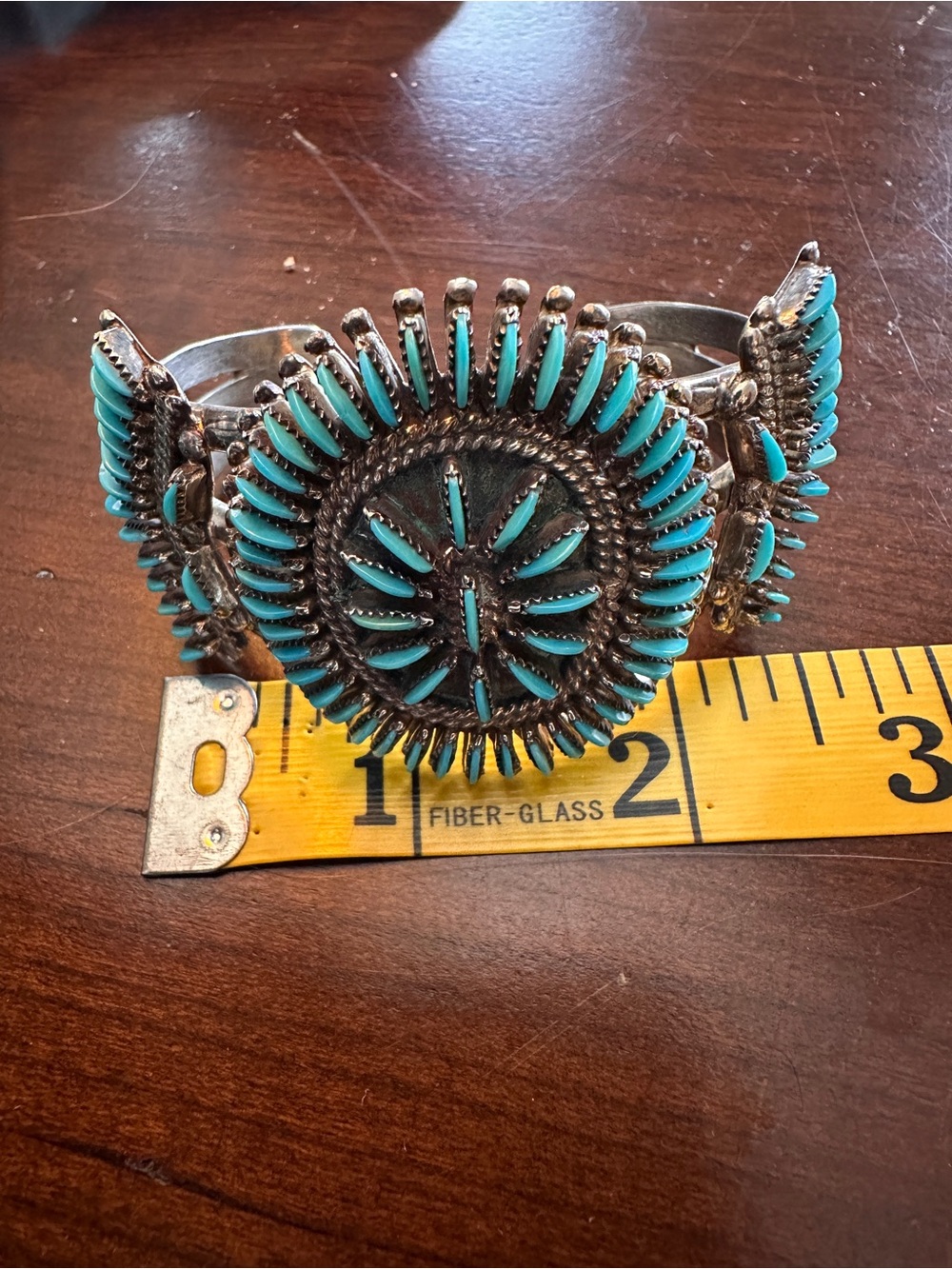 Sterling Silver Turquoise Needlepoint Cuff - Picture 8 of 14